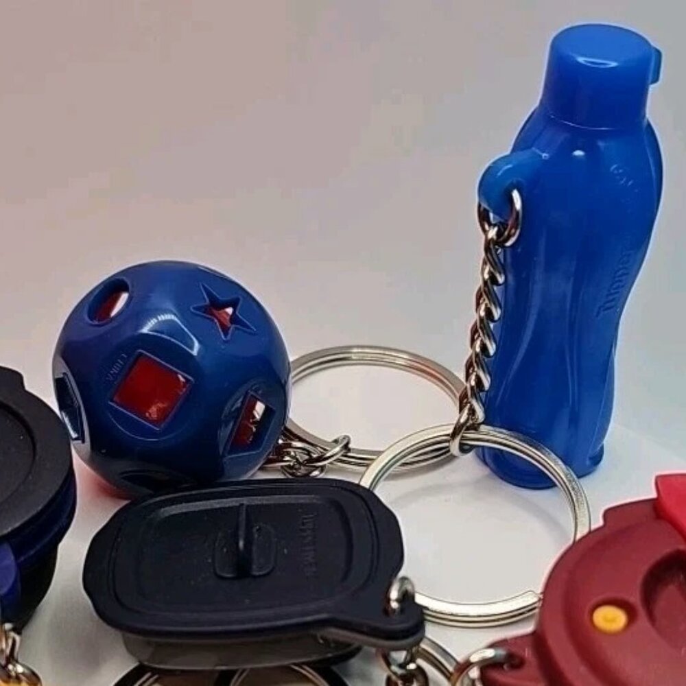 Lot Of 5 Miniature Tupperware Keychains Container Pill Case Treasure Holder VTG